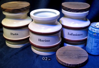02 BOTES COCINA CERAMICA PASTA HARINA INFUSIONES